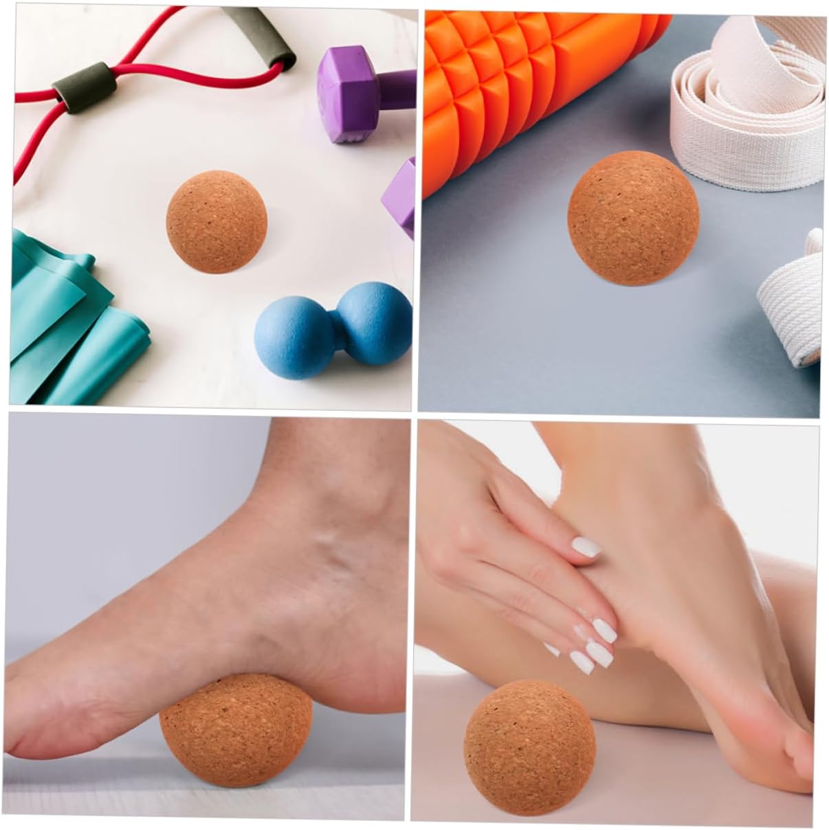 Mikikit Palla da Yoga Pratica Palla da Massaggio Fitness Massaggio alle Spalle Massagi Rulli per i Muschi di Yoga Sfera di Sughero Massaggiatore Muscolare Trucioli di Sughero