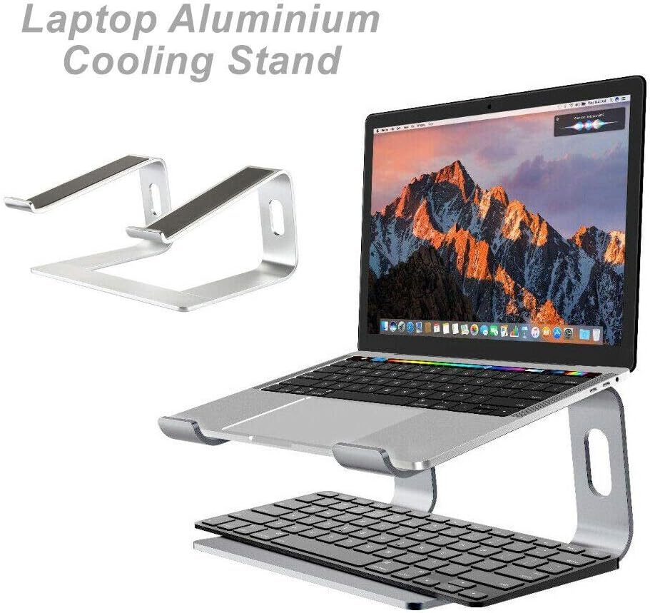 OZSTOCK Aluminium Cooling Stand Elevator Ergonomic for Laptop MacBook Ergonomic Cooling Riser with Height Adjustable, Anti-Slip Rubber Pads - Portable Detachable Computer Stand for Desk