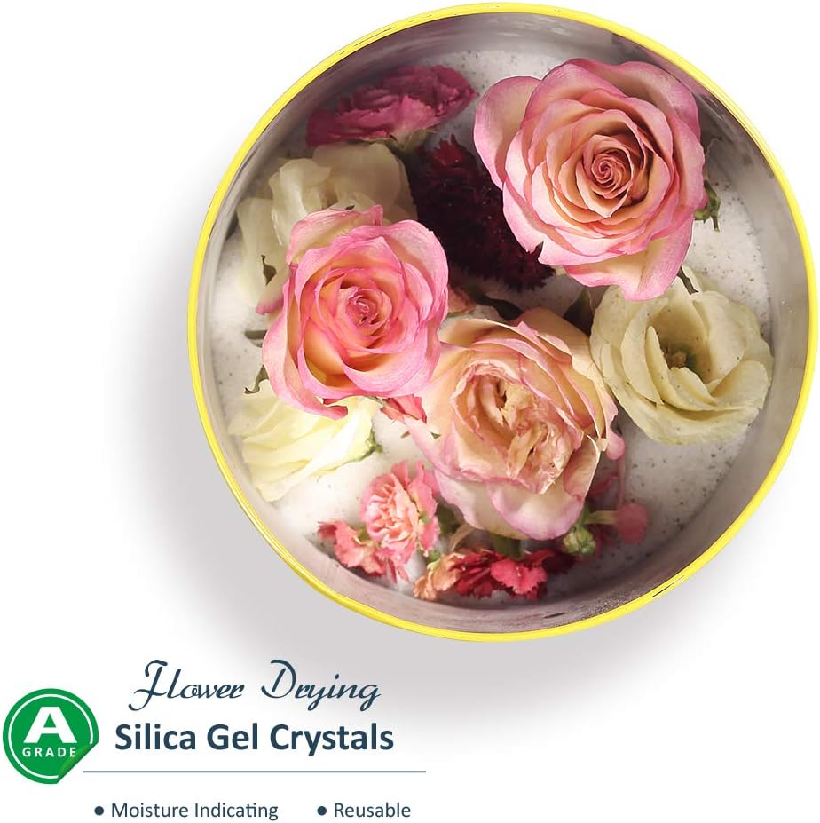 wisedry Flower Drying Silica Crystal - 2 Lbs, Fine Crystals < 1mm, Colour Indicative, Reusable