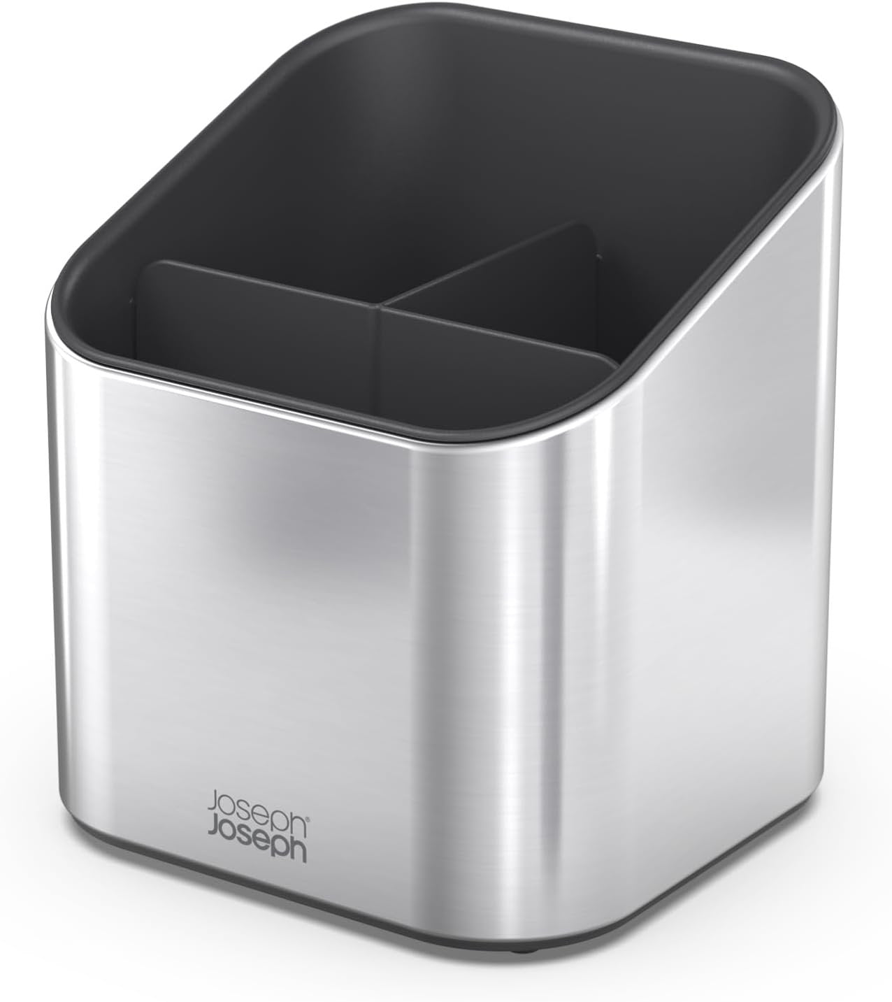Joseph Joseph Surface Stainless Steel Utensil Holder with Large Capacity, Non-Slip Feet and Dividers, Fingerprint Proof Kitchen Utensil Holder and Gadgets - Grey
