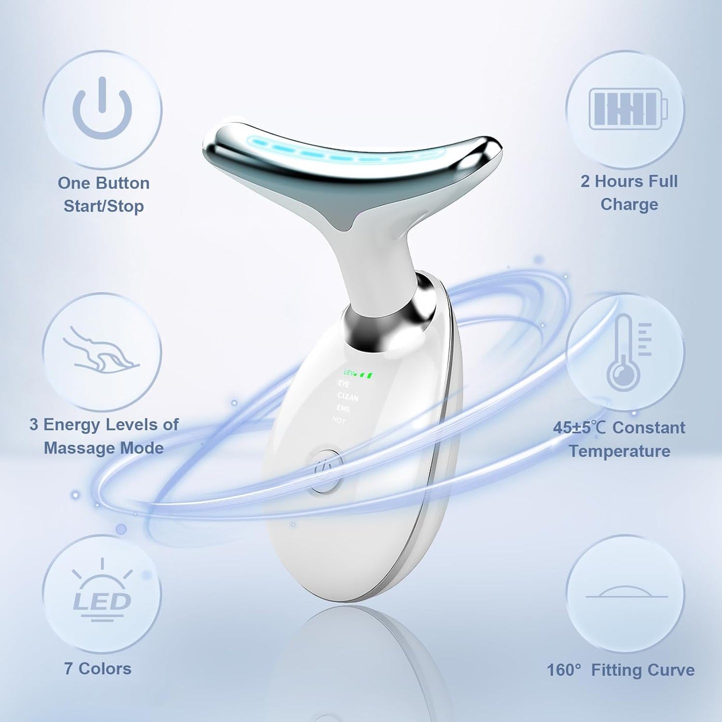 Vibration Lily 7-in-1 Face Neck Massager Face Sculpting Tool Triple-Action Wrinkle Remover Skin Rejuvenation Device with Thermal for Skin Care, Tightening, and Smoothness