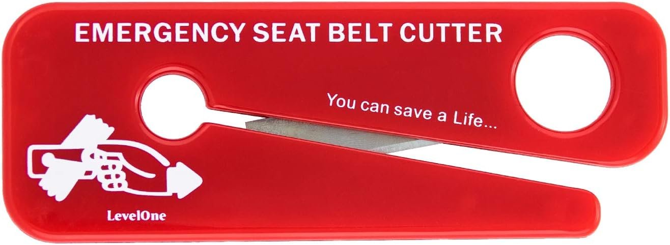 LINE2design LevelOne 62175-4 Emergency Portable Seat Belt Cutters - EMS - Firefighter - Car Safety Tool 4 Pack