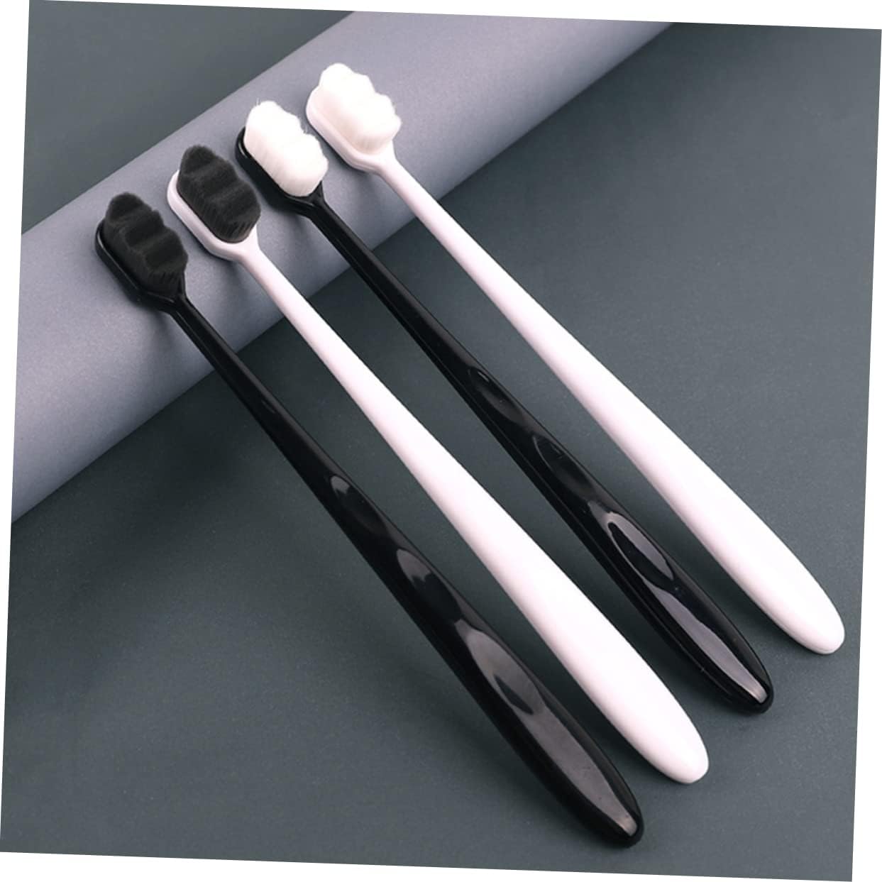 Gogogmee Daily Oral Care Tool Soft Black Hair White Handle Toothbrush Ergonomic Design Anti Grip