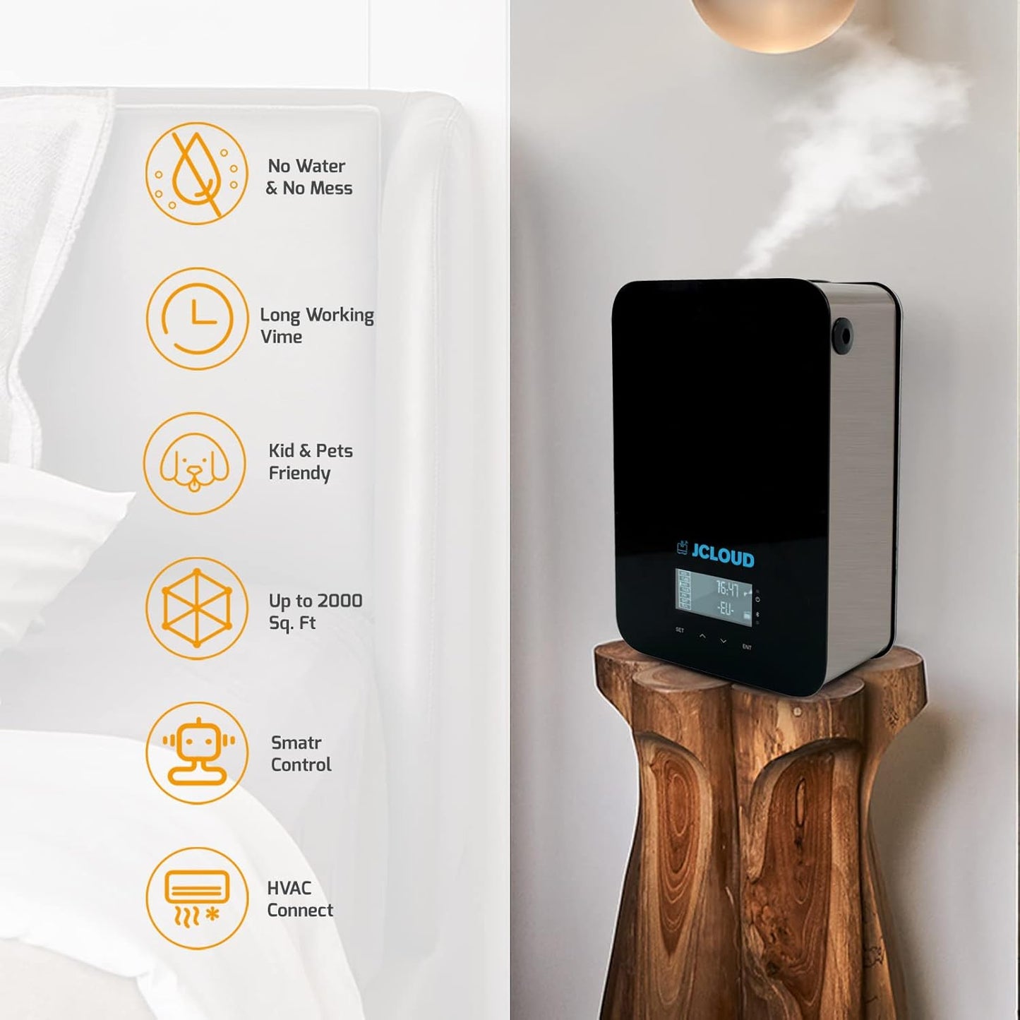 JCLOUD Upgrade Smart Scent Air Machine for Home, Cold Air Technology Waterless Essential Oil Diffuser | Cover Up to 2000 Sq. Ft | Aromatherapy Diffuser for Large Room, Office