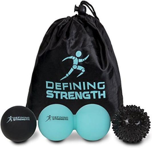 Top 3 Massage Balls Set, Spiky, Lacrosse ball, Peanut Roller Massager. For Self Myofascial Trigger Point Release, Physio Rehab & Back Muscle Knots