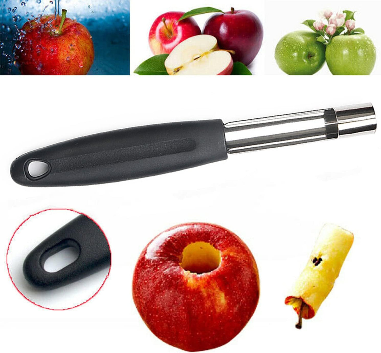 Soft Touch Apple Corer Remover Stainless Steel Core Seed Twist Pear Kitchen Tool Fruit Pear Corer Slicer Peeler with Sharp Serrated Blade Perfect Kitchen Utensil & Gadget for Coring Fruits