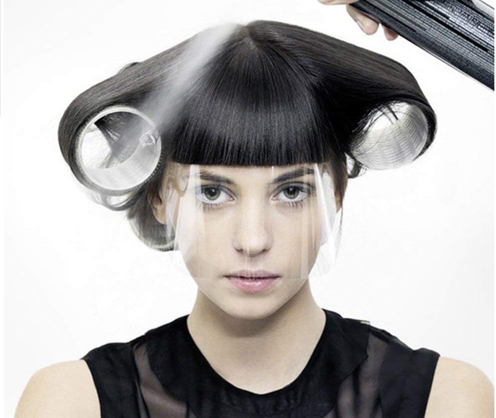 LWBTOSEE 100pcs Hairdressing Haircut Face Mask Shield Cover Hair Cutting Dyeing Protector with Handle Pro Salon Hair Styling Care Tools