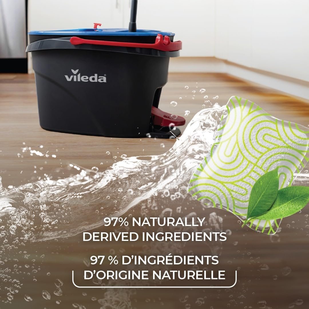 Vileda PACS Floor Cleaner, Crisp Citrus Scent 10 Count (1-Pack) | Made with Naturally-Derived Ingredients | Safe to Use on All Hard Floors | Perfect for Mop Buckets