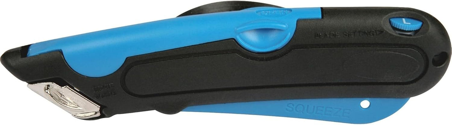 COSCO 091508 Easycut Cutter Knife w/Self-Retracting Safety-Tipped Blade, Black/Blue