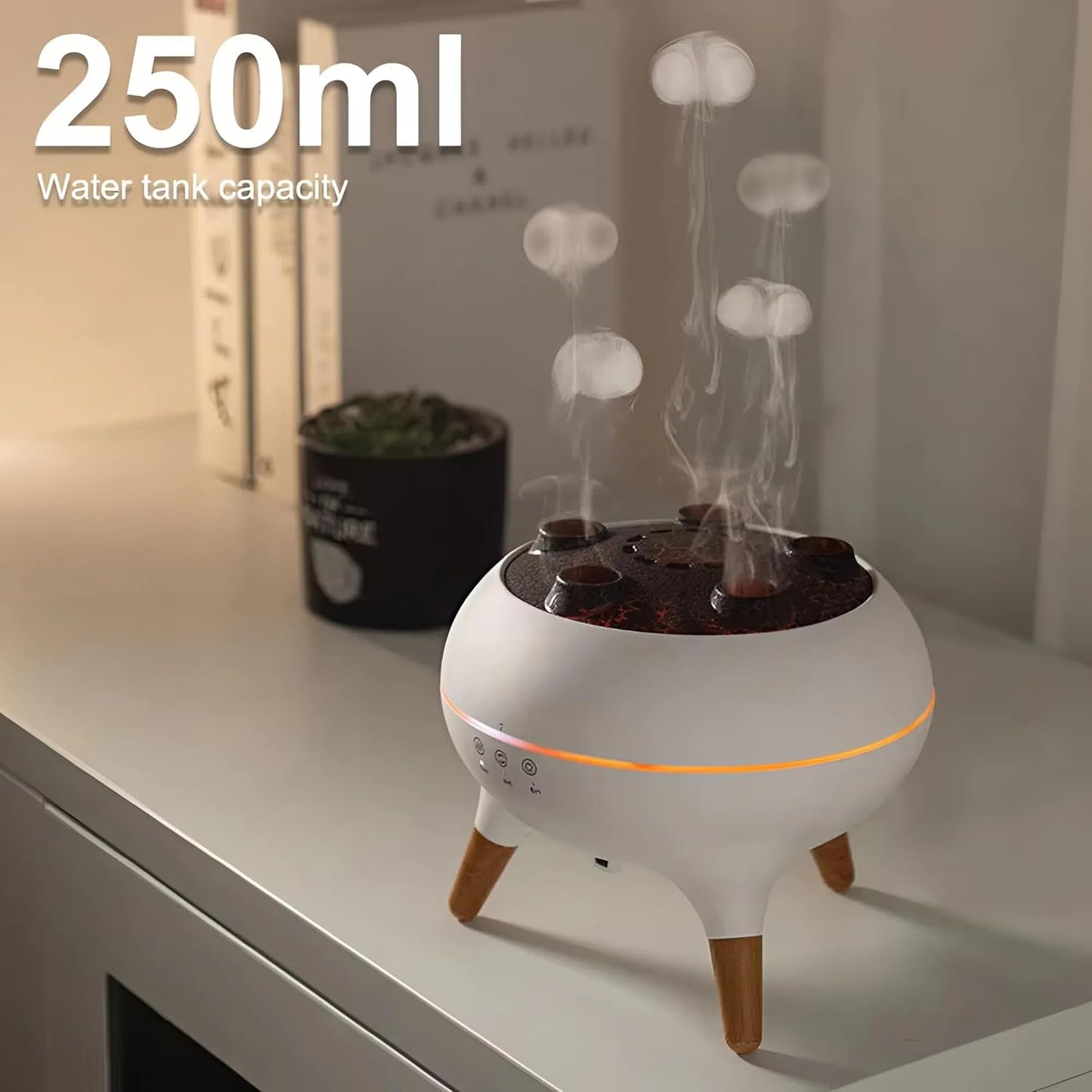 Jellyfish Essential Oil Diffuser – Volcano Mist Air Humidifier with 7 LED Colors, Remote Control & Timer, Creative Aromatherapy Diffuser for Bedroom, Office, Gifts