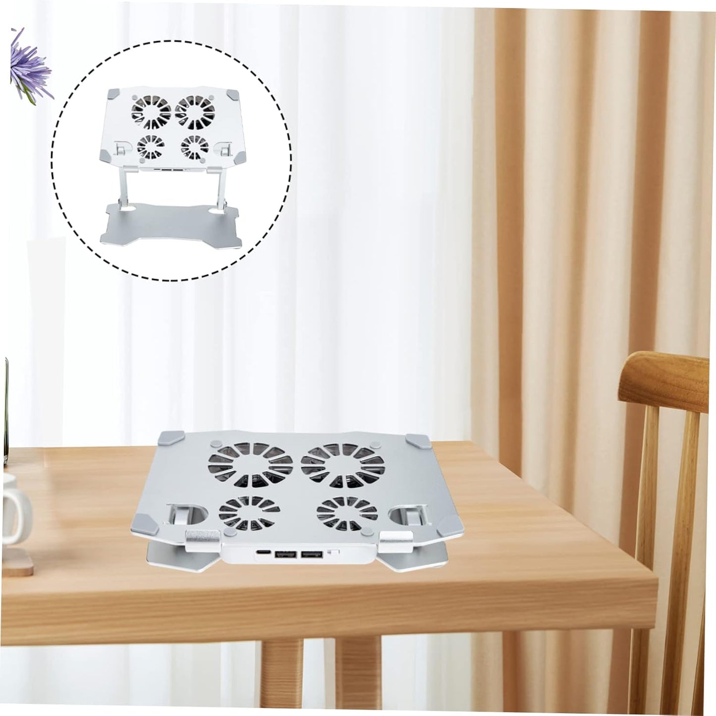 LABRIMP 4 Adjustable Laptop Cooling Stand with Silent Fans Height Angle Adjustable Laptop Holder for PC Tablet and More Dual USB Ports for Charging Sturdy Design