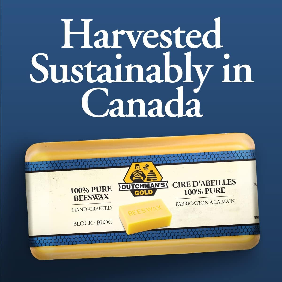Dutchman’s Gold Canadian Yellow Beeswax Block 454g - Cosmetic-Grade Natural Beeswax for Candle Making, Soap, Crafts, Beauty - Pure Beeswax Bars - Safe and Easy to Melt