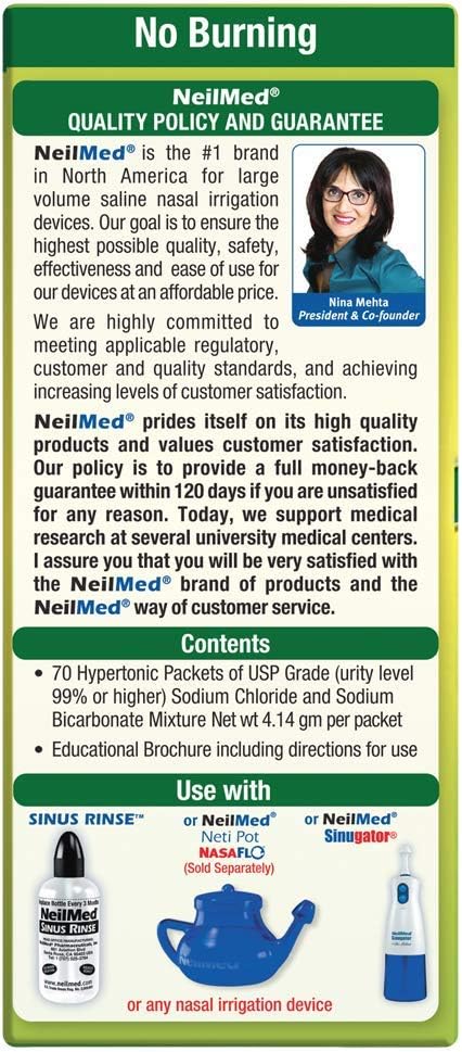 NeilMed's Sinus Rinse Extra Strength Pre-Mixed Hypertonic Packets-for Sinus Relief, 70 Count Box (Pack of 2)