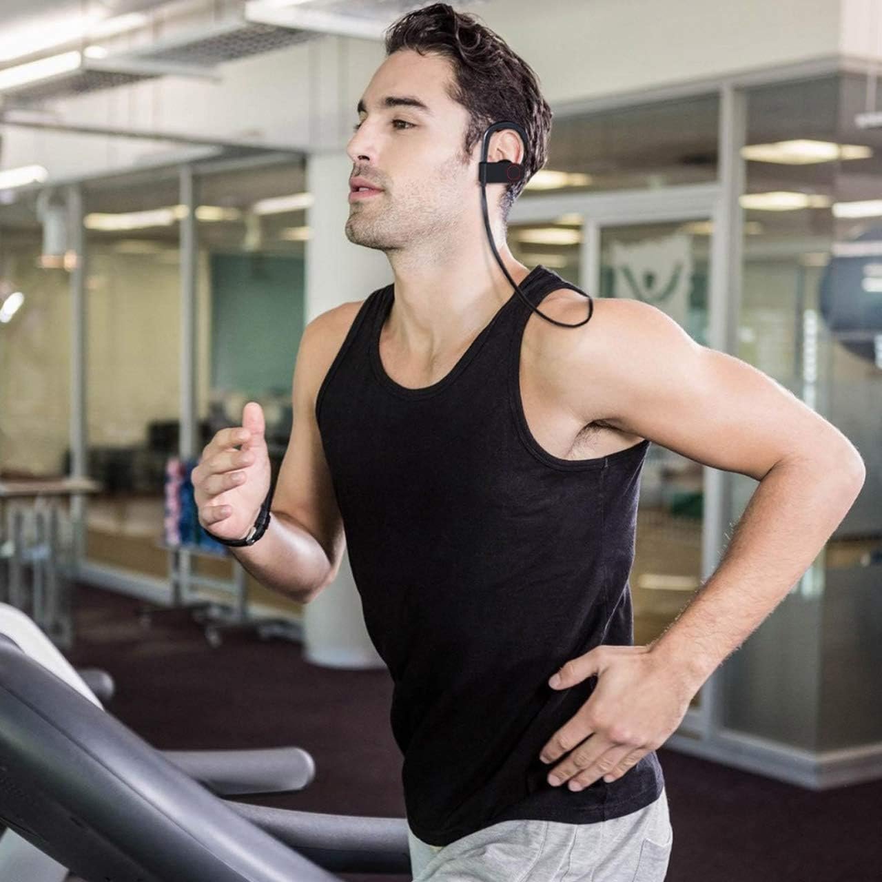 Newest Bluetooth Headphones Best Mic Wireless Sport Earphones HiFi Bass Stereo IPX7 Waterproof in-Ear Earbuds Headset with Noise Canceling for Workout Running Gym 7 Hours Playing Time