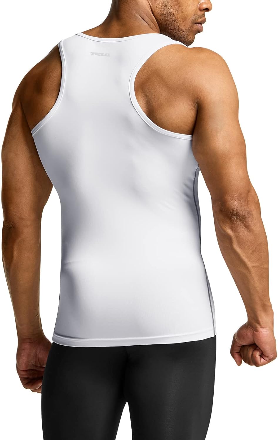 TSLA Men's Cool Dry Compression Sleeveless Tank Top, Athletic Sports Running Basketball Workout Base Layer MUN04-WHT Medium