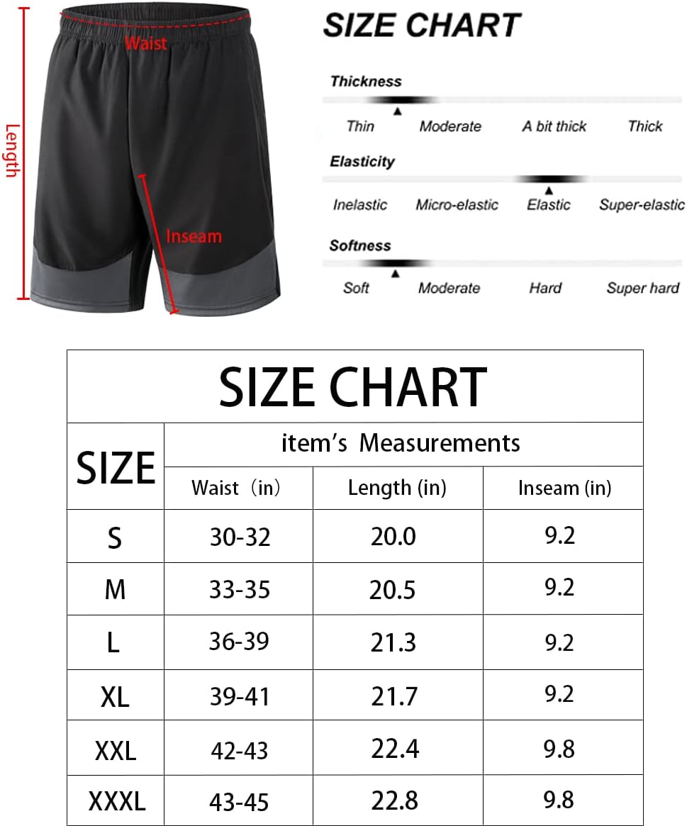 HRUI Men's Athletic Shorts - Quick Dry, Lightweight, Gym Running Workout Shorts with Zipper Pockets - Grey, Large, Regular, Low Rise, Cotton, Solid, Alpha, AU