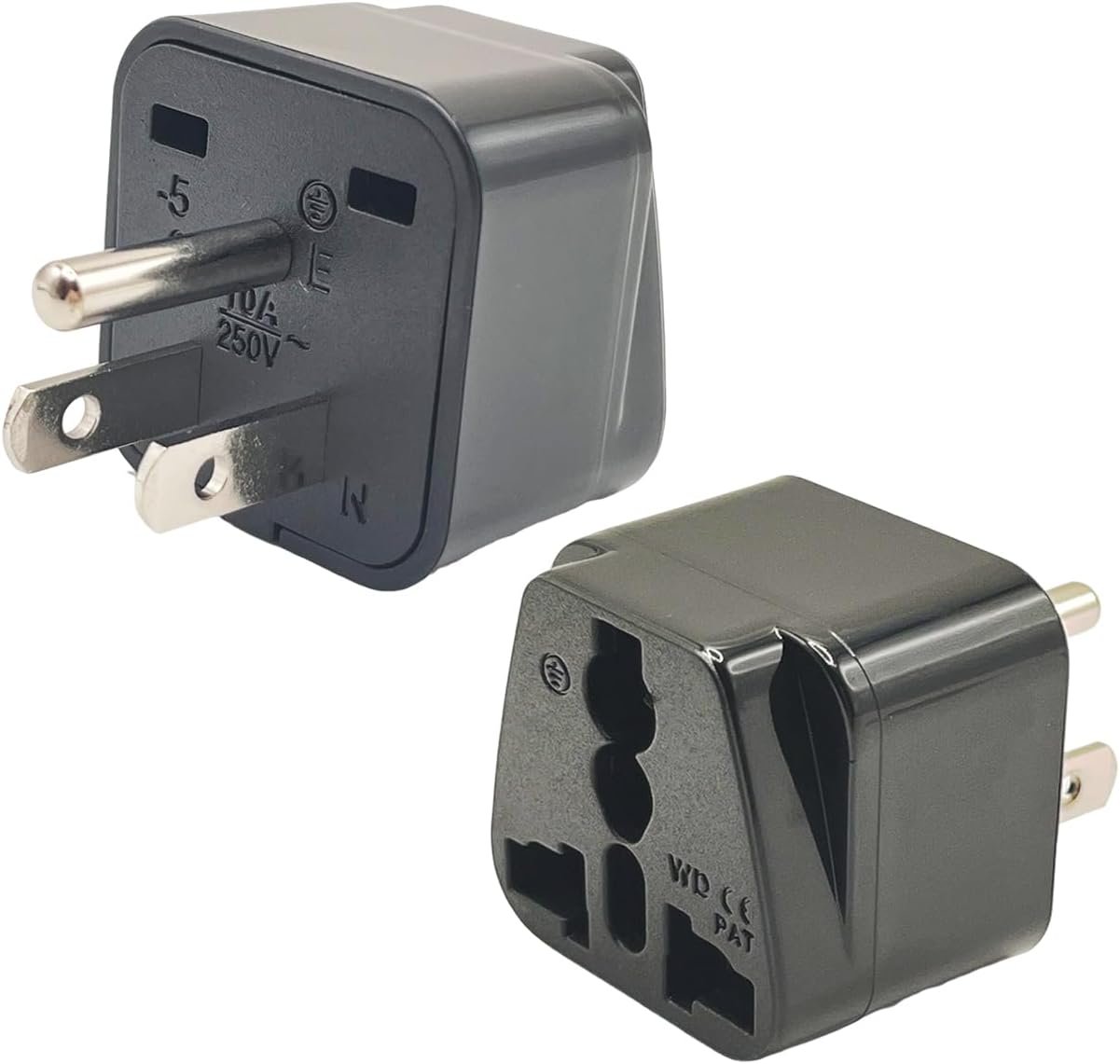 2 Pack Universal World to Canada/American Outlet Plug Adapter-Type B, 3 Pin Travel Plug Adapter, International Tourists from European/EU/China/Australia/UK to US Plug Adapter