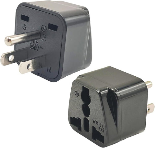 2 Pack Universal World to Canada/American Outlet Plug Adapter-Type B, 3 Pin Travel Plug Adapter, International Tourists from European/EU/China/Australia/UK to US Plug Adapter