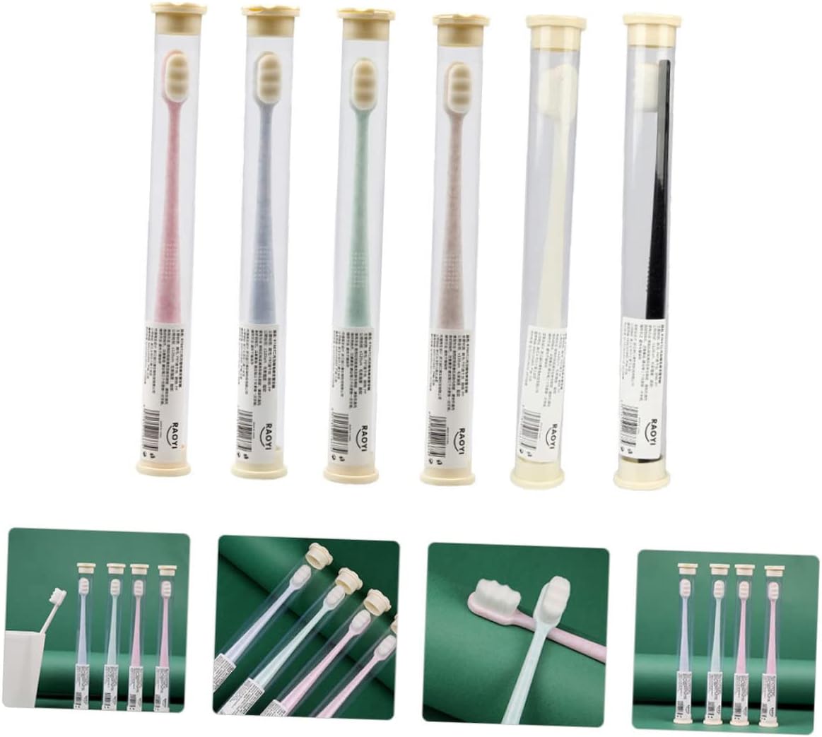 Zerodeko Hand Tools 6pcs Wangan Hair Toothbrush Toothbrush Sensitive Toothbrush Toothbrushes Slim Soft Oral Care Toothbrush Super Soft Cleaning Brush Pbt Travel Soft Bristle Toothbrush