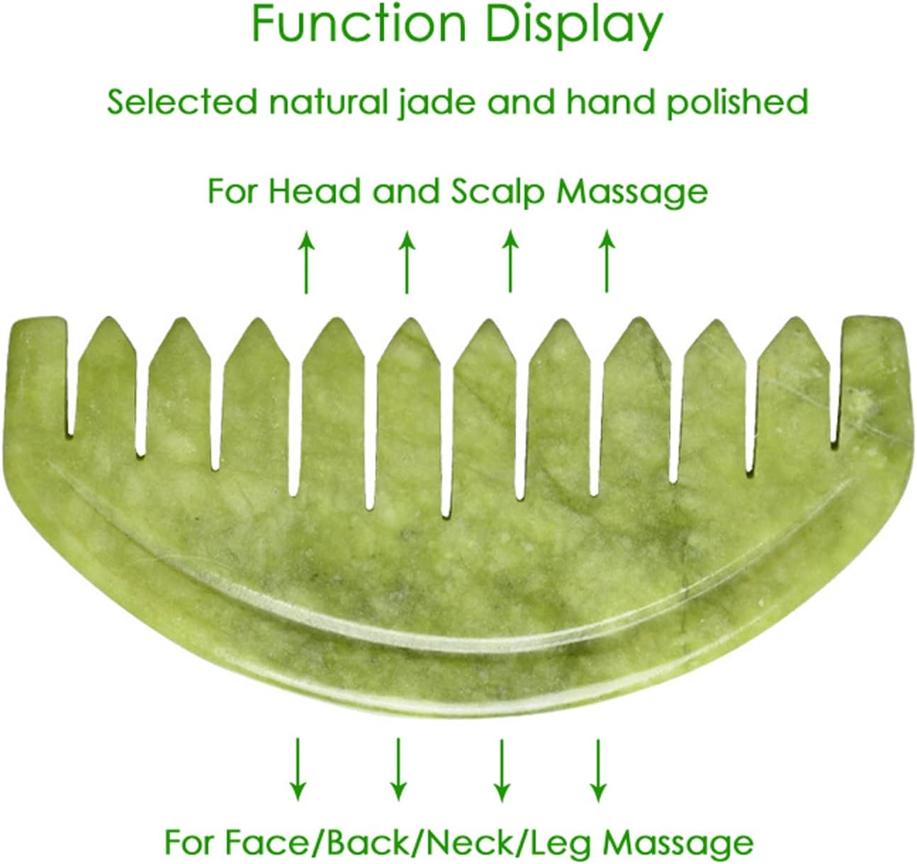 TEONEI Jade Head Comb Massage,Natural Jade Stone Head Therapy Massage Comb,Jade Hair Comb Scalp Massager Comb Scalp Care Massage Tool (3.14X1.57X0.16inch)