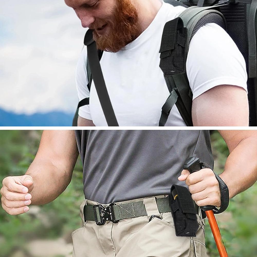 Poemtian Flashlight Pouch Nylon Flashlight Torch Pouch Tactical Flashlight Holster Belt Holster Holder Torch Carry Case for Climbing Trekking Outdoor Activity