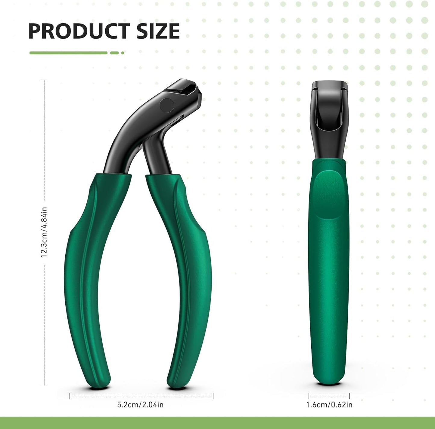 BALUCA Curved Head Toenail Clippers for Seniors for Thick Toenails, Long Handle Toe Nail Clippers with Catcher, German Stainless Steel Angled Nail Clippers with Silicone-Grip - Green