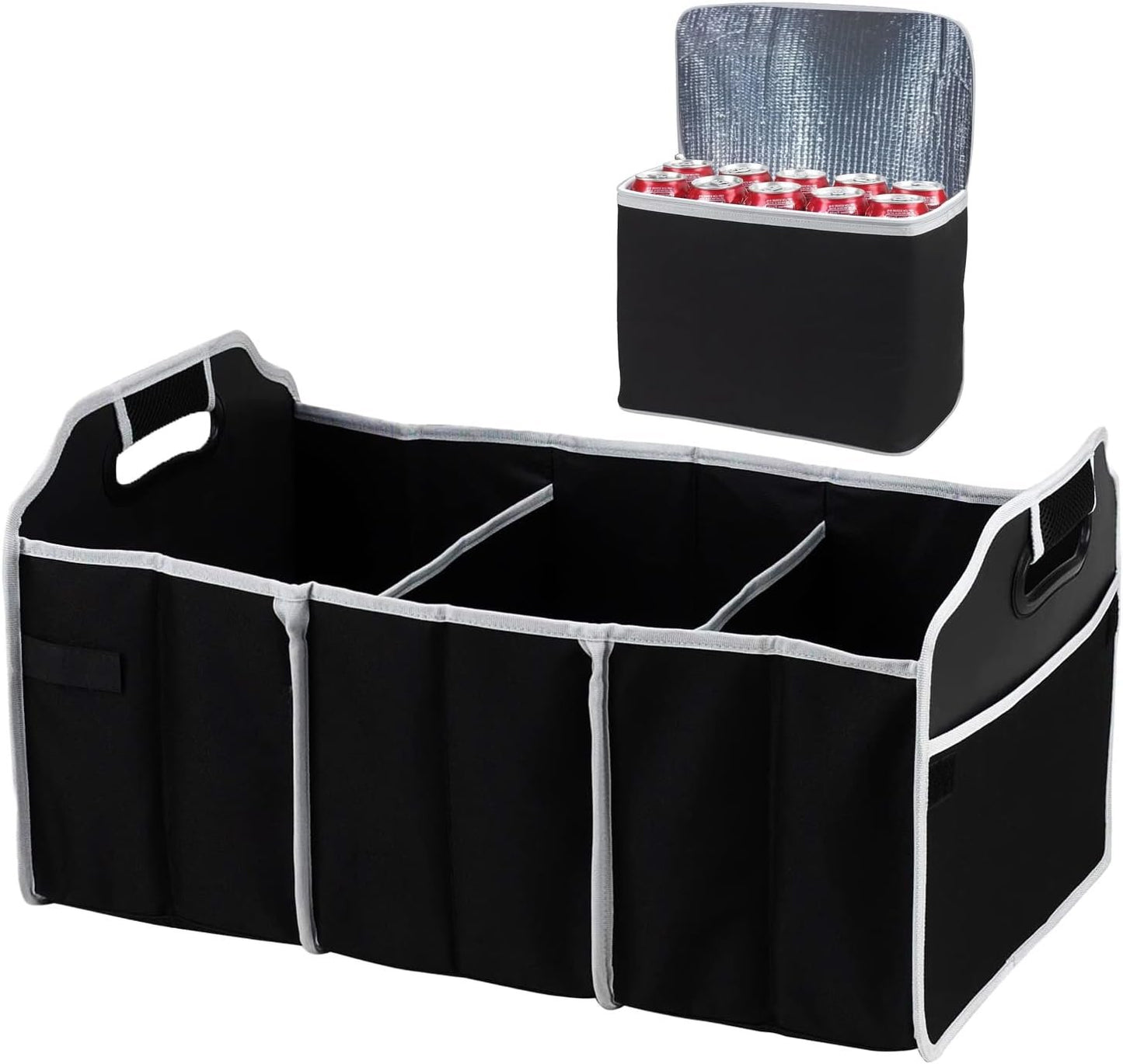 Car Organizer with cooler bag - Expandable, Collapsible Trunk Organiser, Durable, Portable Car Boot Organisation. Perfect for car, home and pet use.