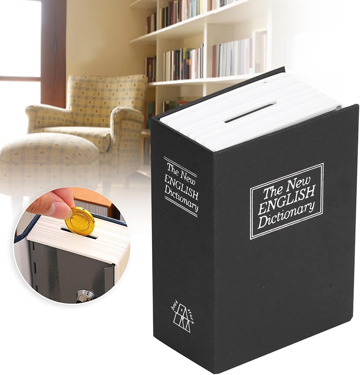 Mini Simulation Book Safe Storage Box Security Lock Case For Money Cash Gioielli con le Chiavi Applicazione Scena di Applicazione Home Office