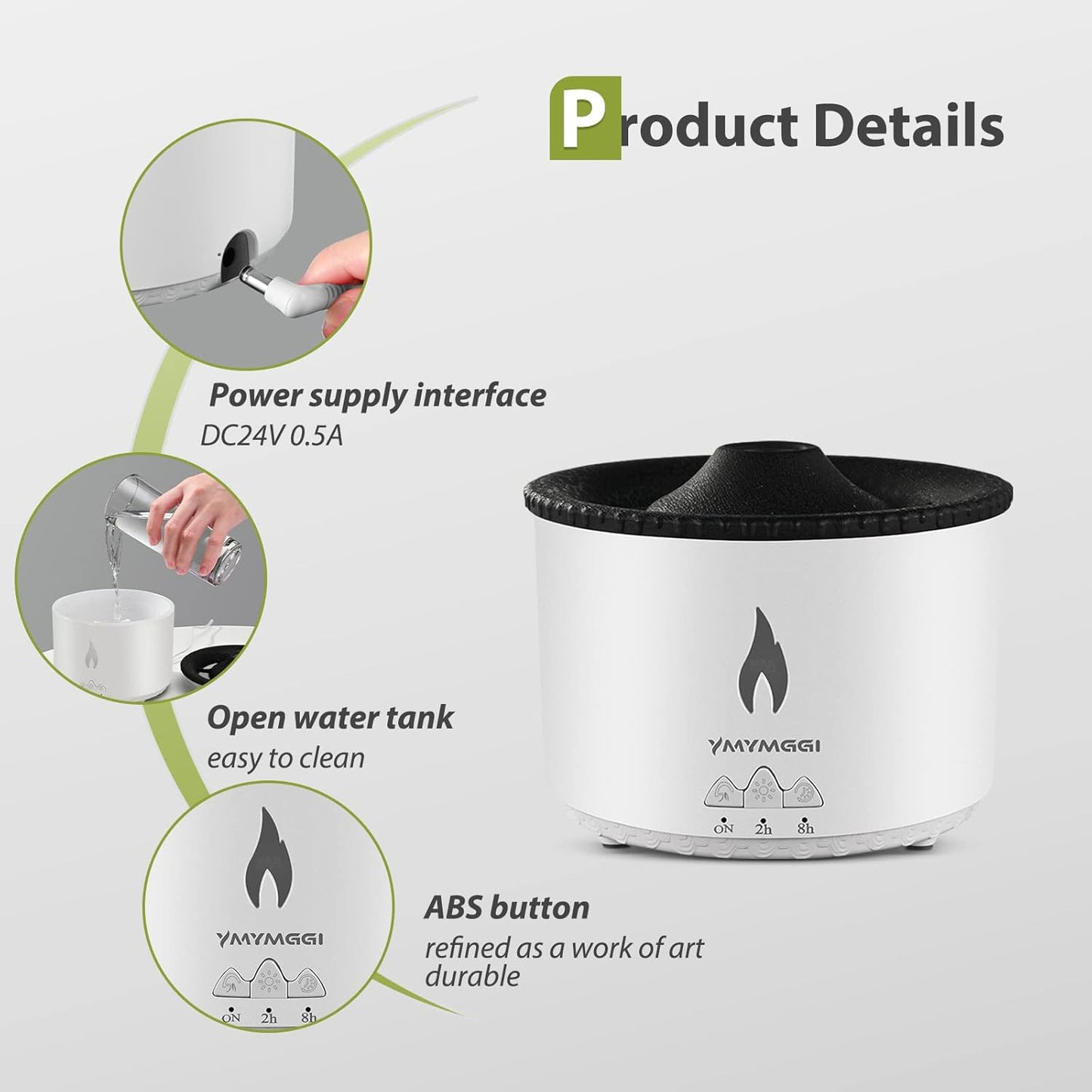 Volcano Diffuser Aromatherapy Oil Humidifier 2 Mist Mode Flame Humidifier,360ML Timer and Waterless Auto-Off Double Color with Remote Control for Home Office
