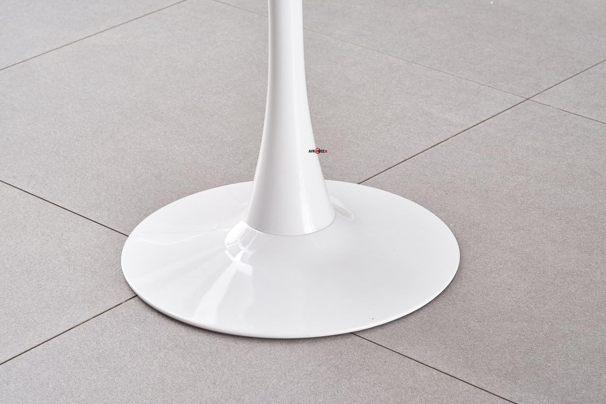 BRIBRION 80CM 1x Tulip Round Dining Table Pure White with Metal Leg Base Pedestal for Kitchen Coffee Office Restaurant Small Space Saving