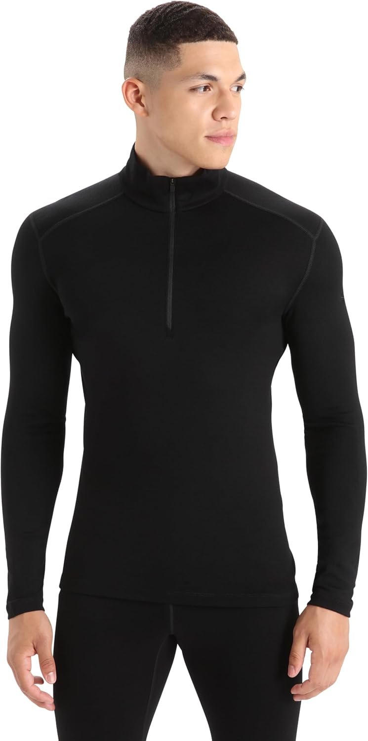 Icebreaker Merino Mens Tech Heavyweight Base Layer Half Zip Pullover Top, New Zealand Merino Wool