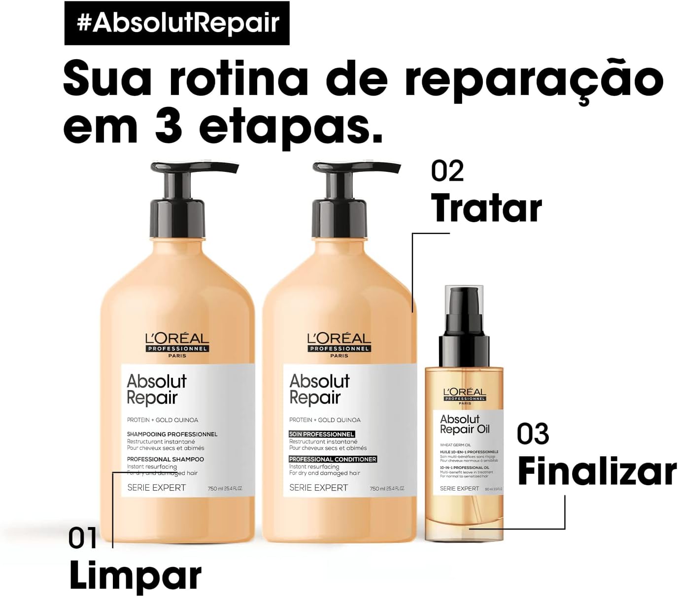 L'Oreal Professionnel Serie Expert Absolut Repair Protein + Gold Quinoa Conditioner 750 ml