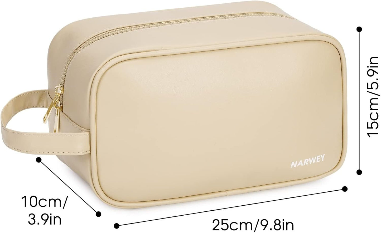 Narwey Travel Toiletry Bag for Women and Men Traveling Dopp Kit Makeup Bag Organizer Shaving Bag for Toiletries Accessories Cosmetics, Z-Brown
