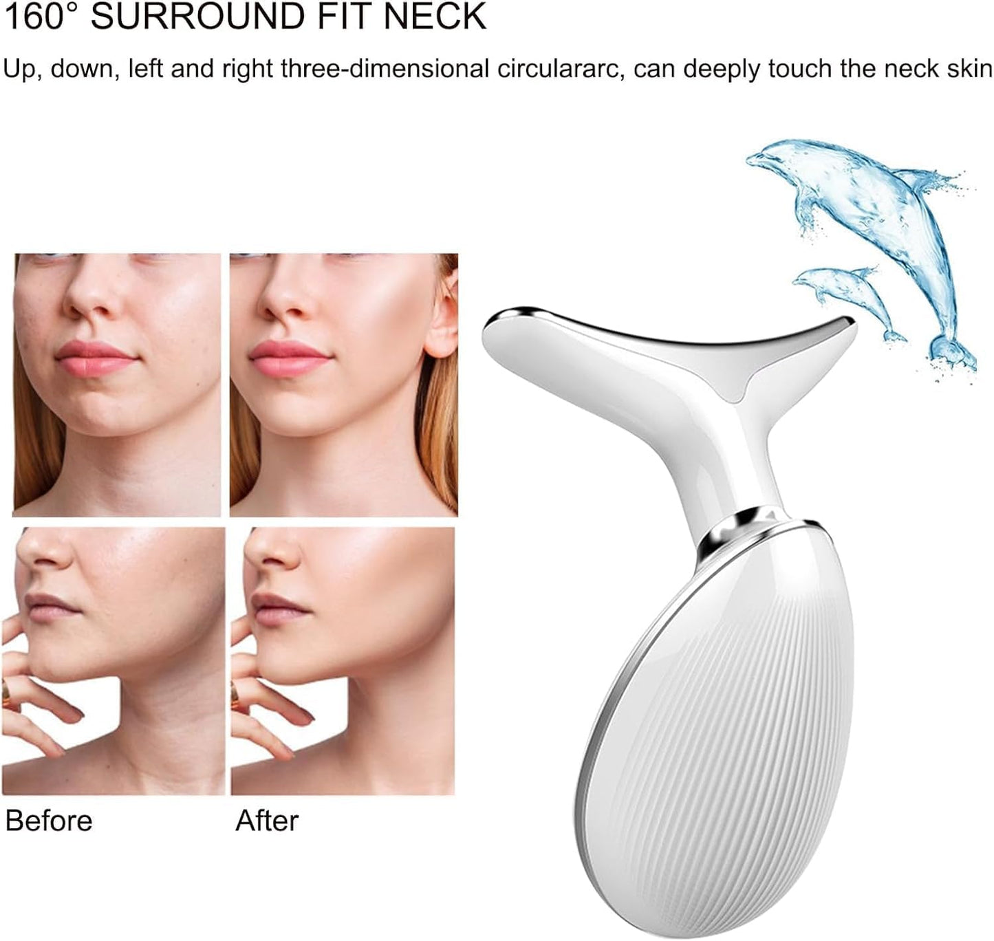 Face and Neck Massager, 7 Color LED Facial Beauty Device, Portable Skin Care Tools for Home Use,White