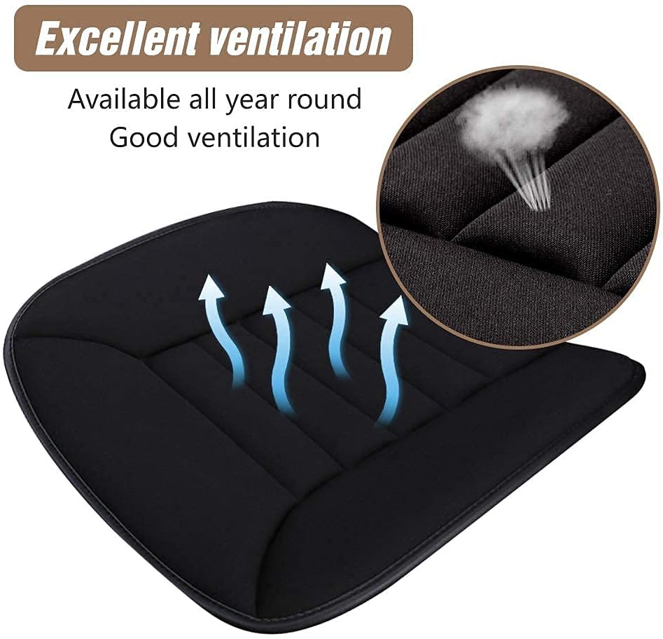 MYFAMIREA Car Seat Cushion Pad 2 Pack Sciatica Pain Relief Comfort Seat Protector for Car Driver Seat Office Chair Home Use Memory Foam Seat Cushion with Non Slip Bottom Black