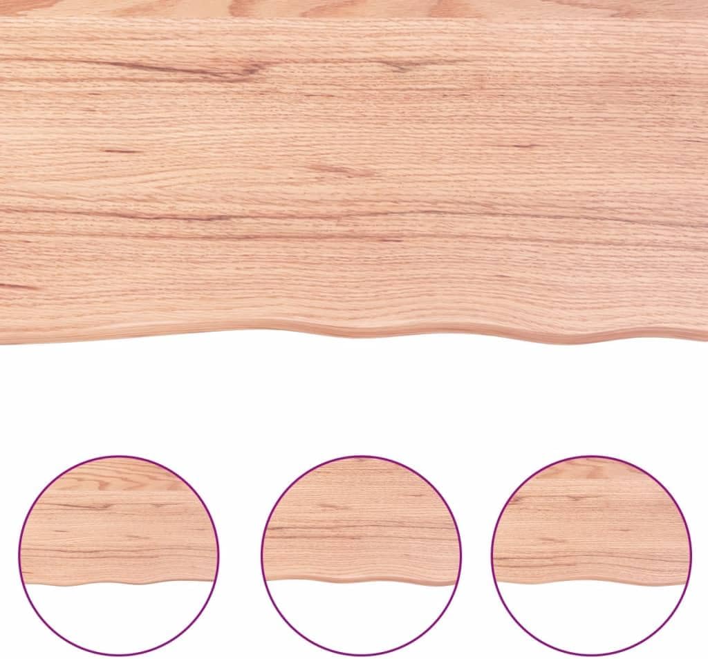 Table Top Light Brown 80x50x6 cm Treated Solid Oak Wood, Handcrafted Live Edge Finish Versatile for Dining & Kitchen Replacement