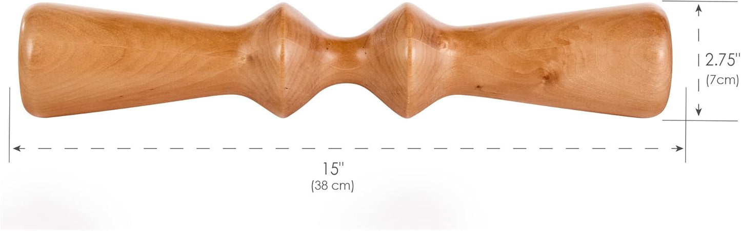 EARTHLITE Wooden Massage Roller - Deep Therapeutic Massage Tool Along The Spine & Trigger Point Release
