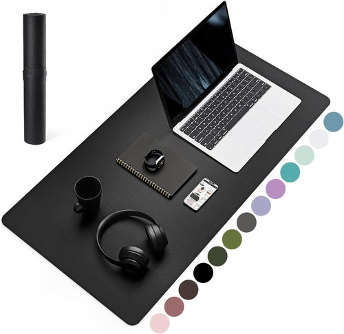 YSAGi Non-Slip Desk Pad,Mouse Pad,Waterproof PVC Leather Desk Table Protector,Ultra Thin Large Desk Blotter, Easy Clean Laptop Desk Writing Mat for Office Work/Home/Decor (Black, 80 x 40 cm)