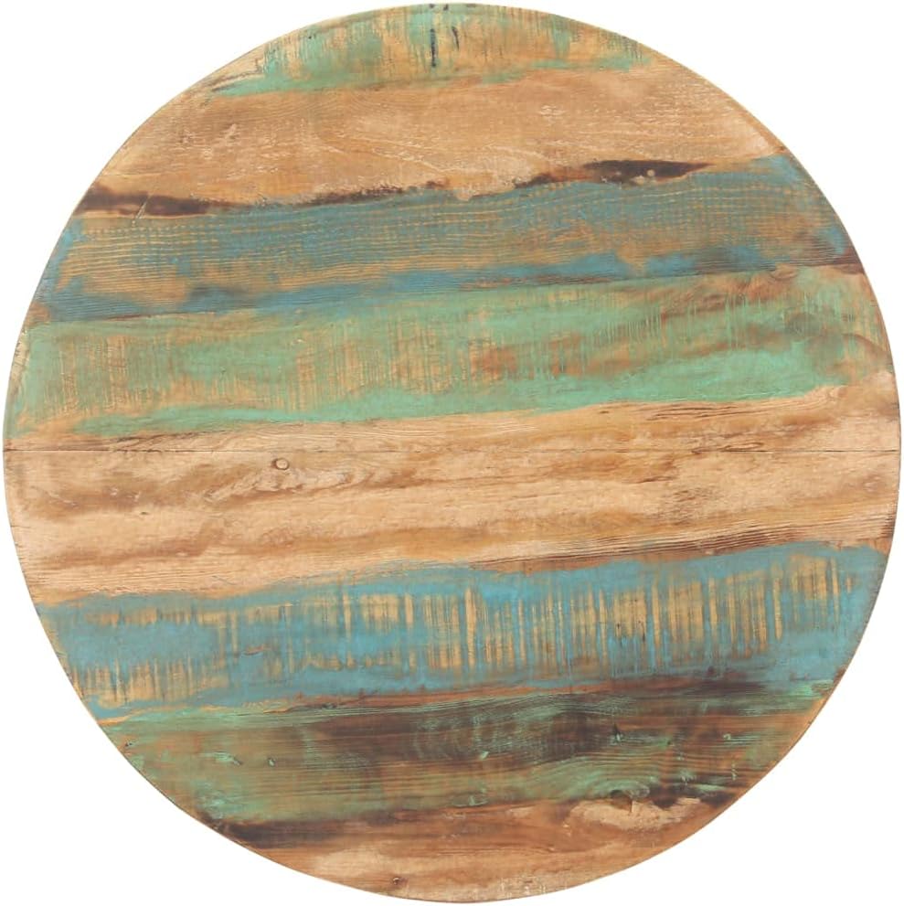 Round Dining Table, Coffee Table, Solid Reclaimed Wood Side Table for Dining Room, Kitchen, Living Room, 80 x 75 cm