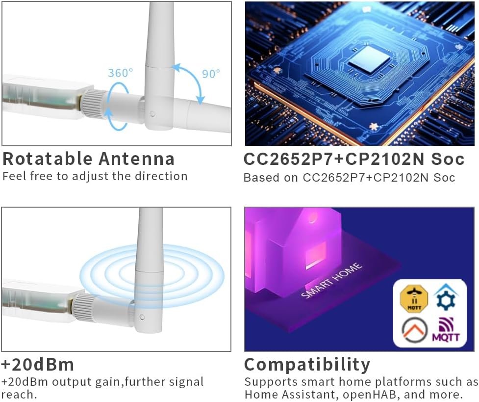 SMLIGHT SLZB-07P7 Zigbee 3.0 Coordinator Thread/Matter Mini USB Adapter Works with Zigbee2MQTT, Home Assistant, ZHA