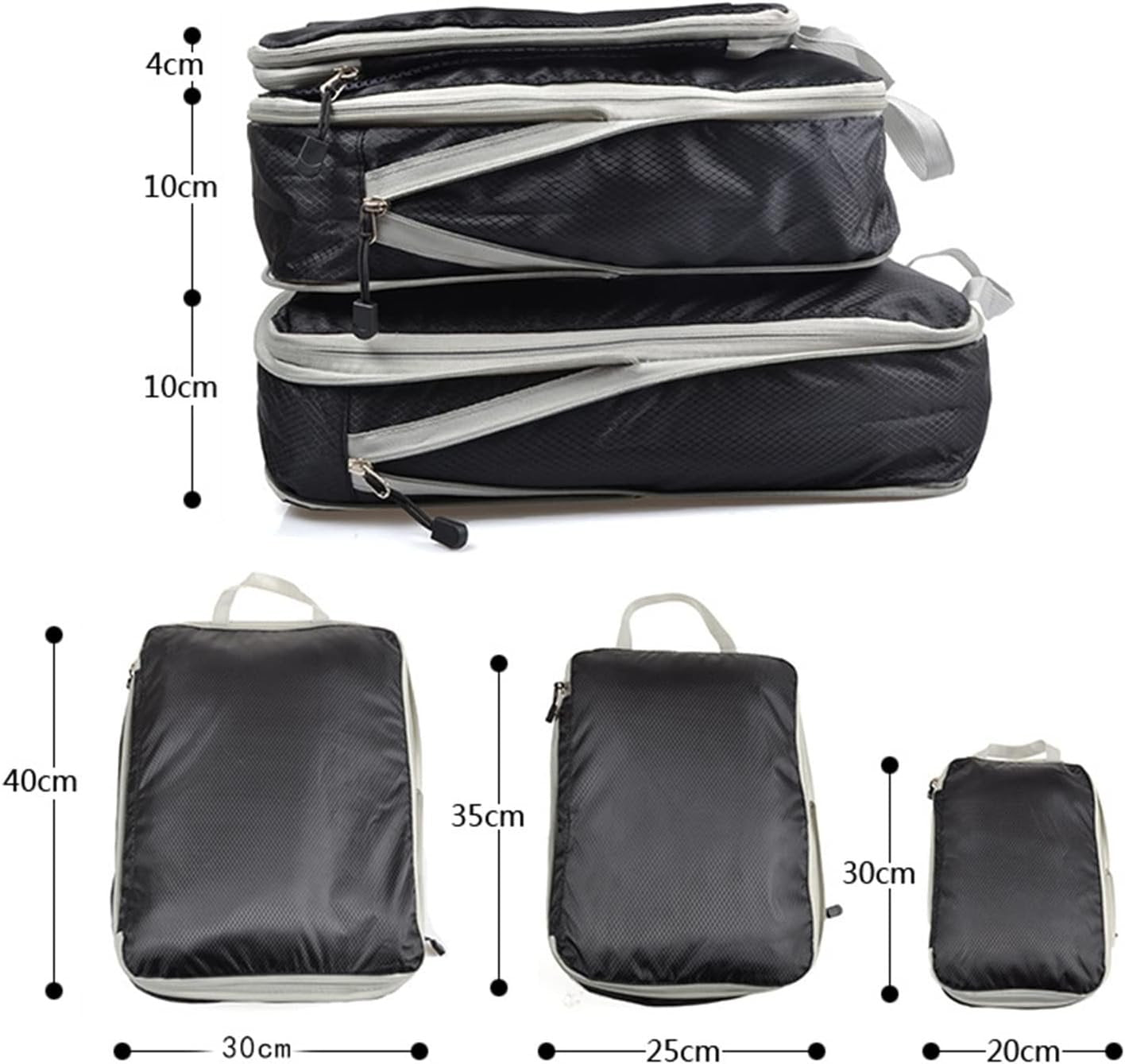 3Pcs Compression Packing Cubes for Suitcases Extensible Organizer Bags Travel Luggage Organizer Packing Light-Weight Bags Suitcase Organization Set Black