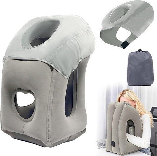 2 Pack Inflatable Travel Pillow Neck Support for Airplane Storage Bags Superior Comfort, Durability Versatility Comfortably Support Head, Neck