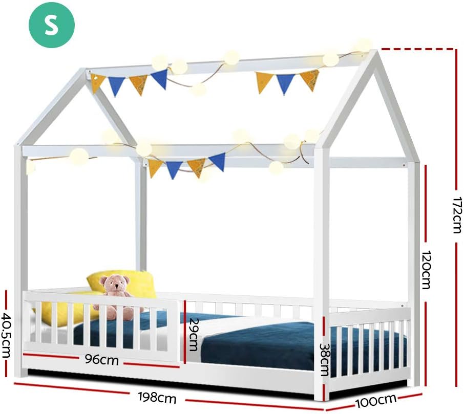 Artiss Single Bed Frame Day Beds Montessori Baby Toddler Kids Toddler Loft Floor Daybed Platform Wooden Timber Frames Base Bedroom Room Decor Home Furniture White, Modern Design