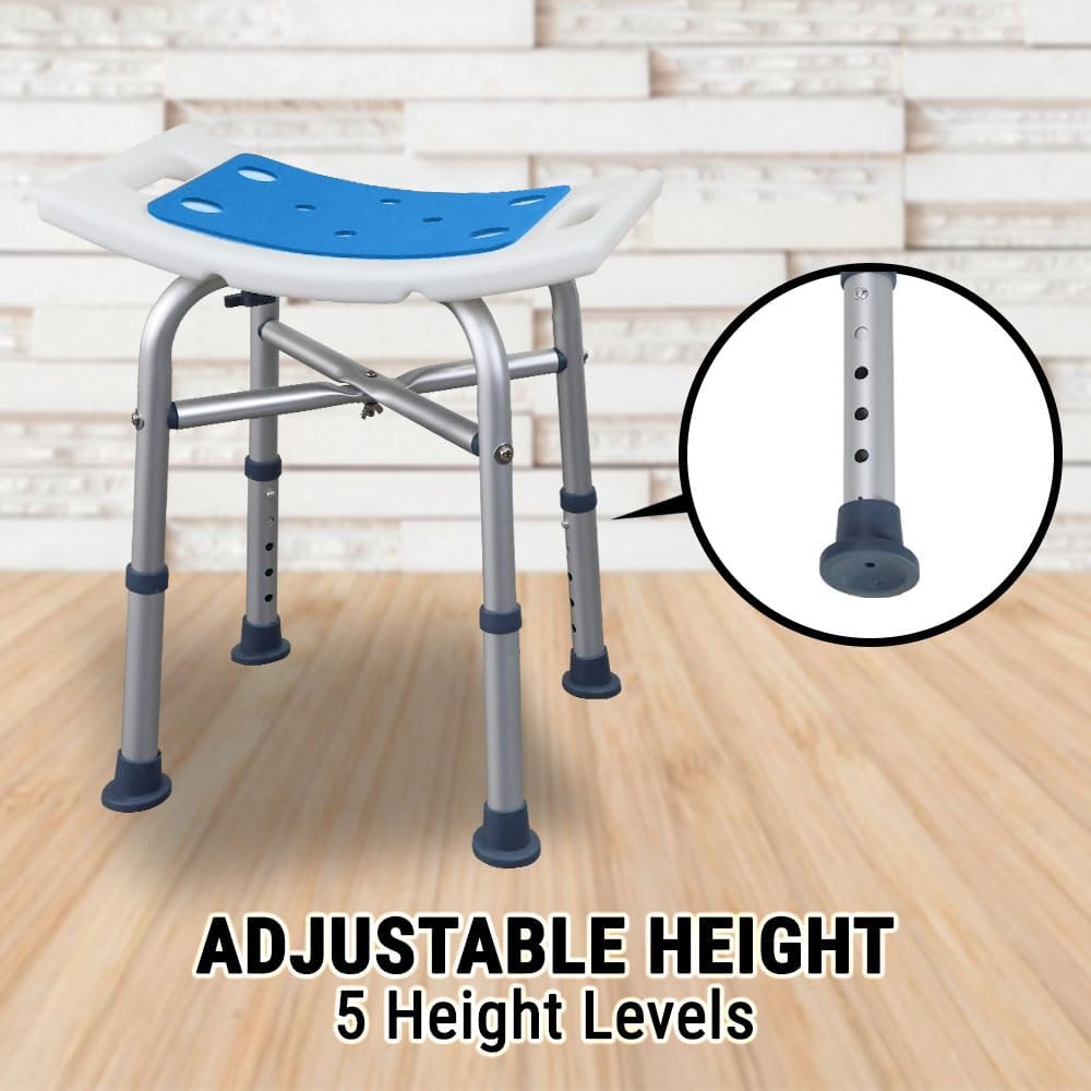 Aluminium Shower Chair Bath Seat Stool Adjustable Height Safety Aid Elderly