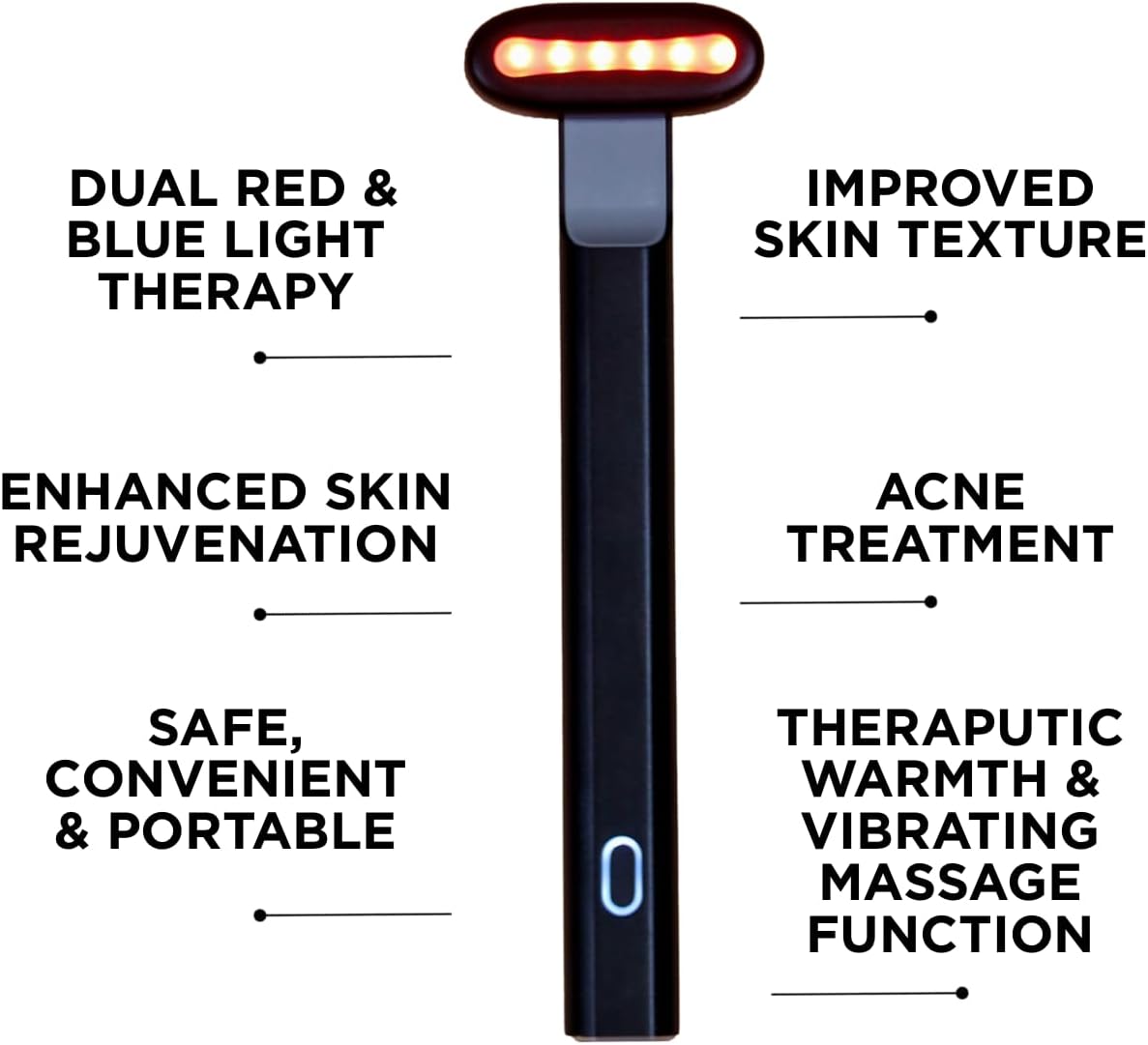 Pro LED 5-in-1 Dual Colour Facial Wand with Red and Blue light Therapy. Microcurrent Facial Device Anti-Ageing. Skincare tool for your natural radiance