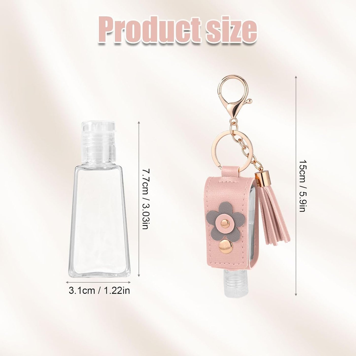 4pcs Hand Sanitizer Keychain, 30ml Refillable Empty Hand Sanitizer Carrier Case with Lobster Clasp, Leak-Proof Travel Size Bottles Toiletries Containers for Lotion Liquid Soap Shampoo (4 Colors)