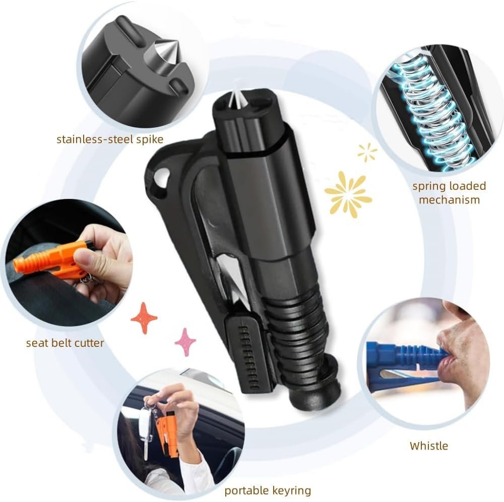 3 Pcs Compact safety hammers, Emergency Keychain Car Escape tool, 3-in-1 Seat Belt Cutter and Window Breaker