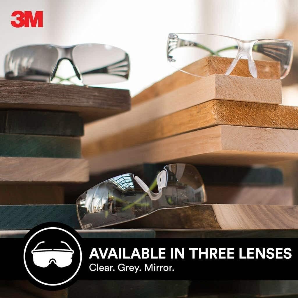 3M Safety SF400G-WV-6 Pro SecureFit 400 Eye Protection Safety Glasses, Black Frame and Gray Lens, Anti-fog, 1 Pair