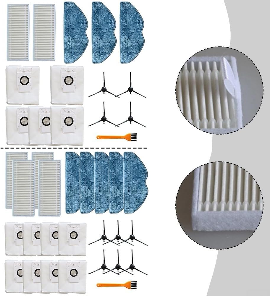 Home Cleaning Essentials - Set di filtri di ricambio con panni per mocio e spazzola laterale, per modelli EZVIZ (B)