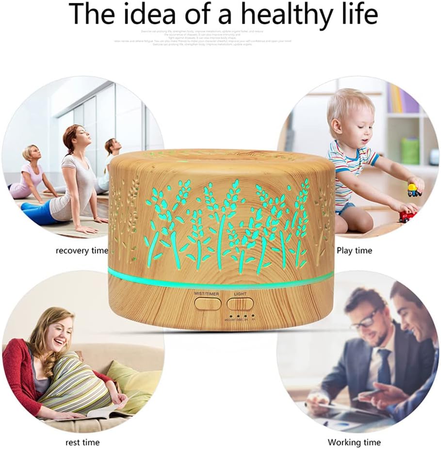 700ml Remote Control Ultrasonic Electric Air Humidifier Aroma Diffuser Essential Oil Cool Mist Maker 7 LED Light Coloful for Office Home Car (A)